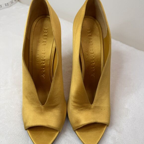Burberry Prorsum Womens Shoes Satin Wedge Heels Runway 2013 Yellow Size 40 - Picture 5 of 11